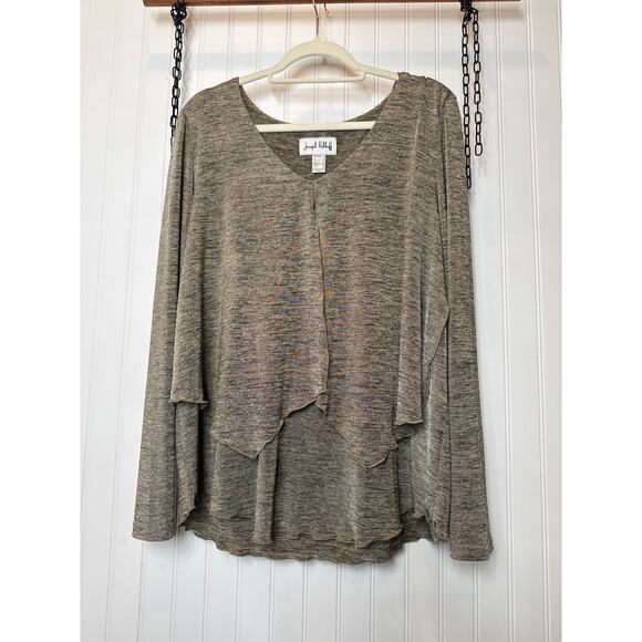 Joseph Ribkoff Tops - Joseph Ribkoff Merled Knit Layered Top V-Neck Long Sleeve Casual Blouse Size 14